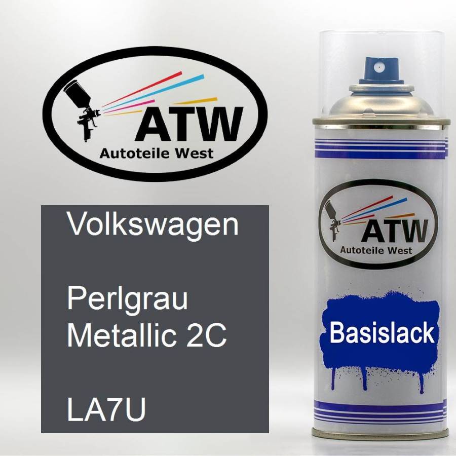 Volkswagen, Perlgrau Metallic 2C, LA7U: 400ml Sprühdose, von ATW Autoteile West.